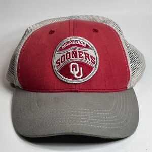 Russell Athletic Oklahoma Sooners Trucker Hat Red Grey Snapback Mesh Cap Mens